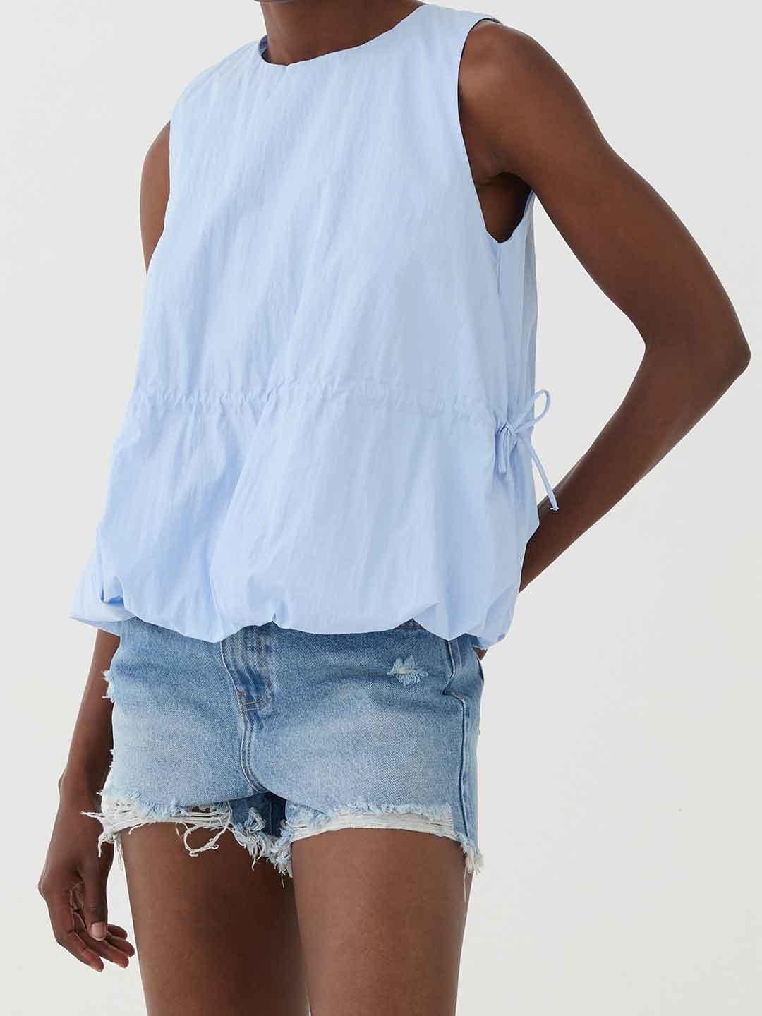 Eleh top celeste con elastico in vita SS260139 CELESTE ELEH 