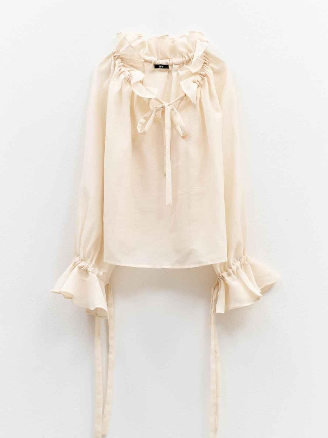 Eleh camicia panna con colletto arricciato 276 PANNA ELEH 