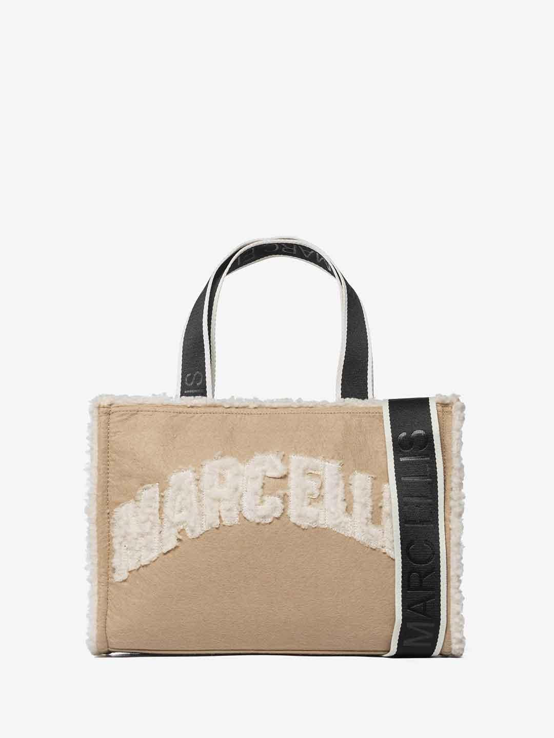 Marc Ellis Buby Cloth S borsa beige con scritta teddy BUBY CLOTH S BEIGE MARC ELLIS 