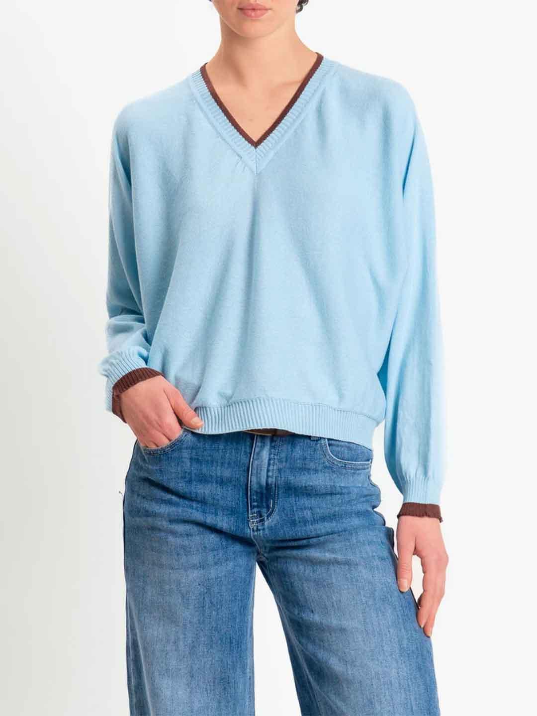Tensione In t-shirt azzurra in filo P6HMJ27A459 AZZURRO TENSIONE IN 