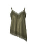 Pieces top verde asimmetrico in pizzo