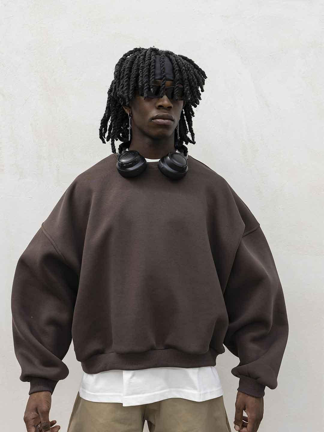 Present Day felpa marrone girocollo PRS073 MARRONE PRESENT DAY 