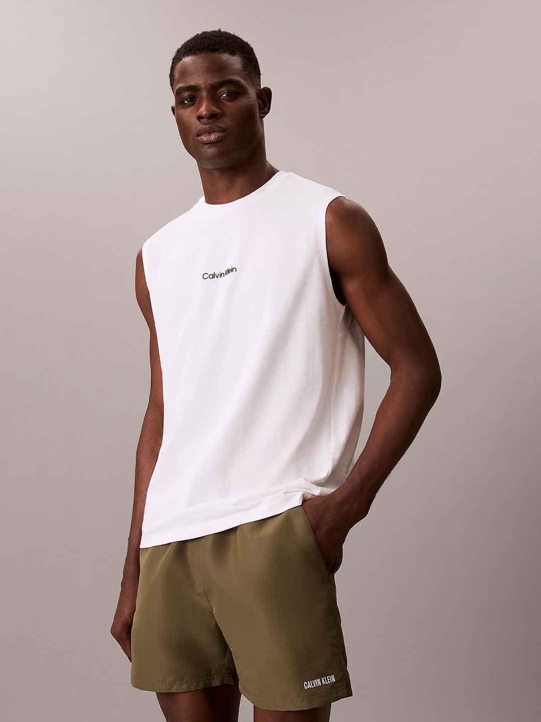 Calvin Klein canotta bianco con logo nero LV00NM3023 100 BIANCO CALVIN KLEIN 