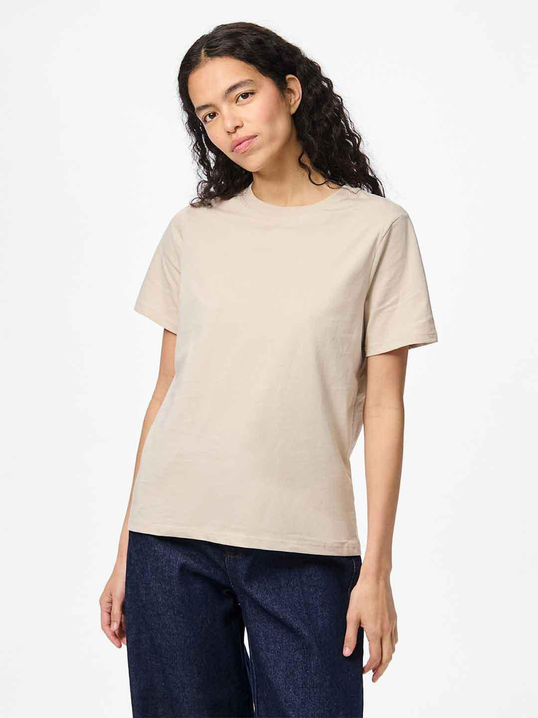 Pieces t-shirt beige basic 17140802 BEIGE PIECES 
