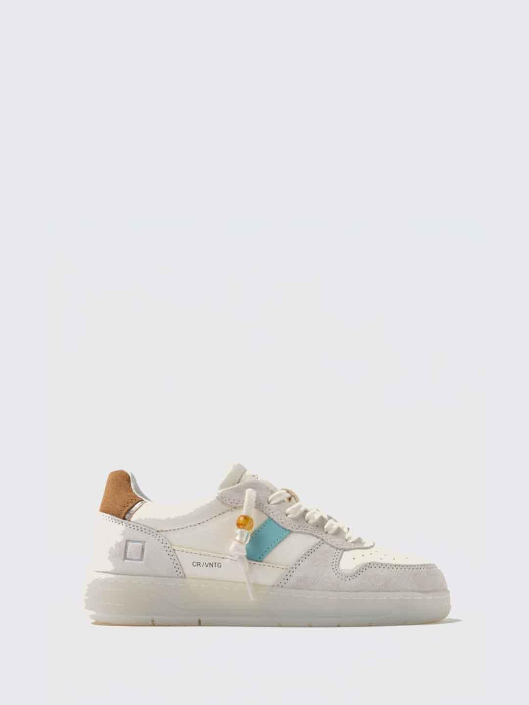 D.A.T.E. Court 2.0 Vintage sneakers bianco con tab cuoio COURT 2.0 VINTAGE C BIANCO DATE 