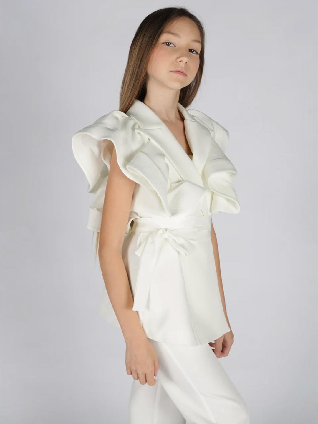 Fun & Fun gilet kids bianco con rouches 1022 BIANCO FUN & FUN 