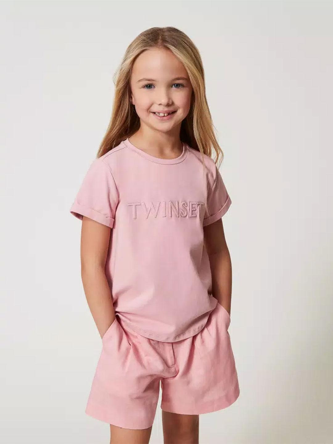 Twinset t-shirt kids rosa con logo in rilievo 2534 ROSA TWINSET 
