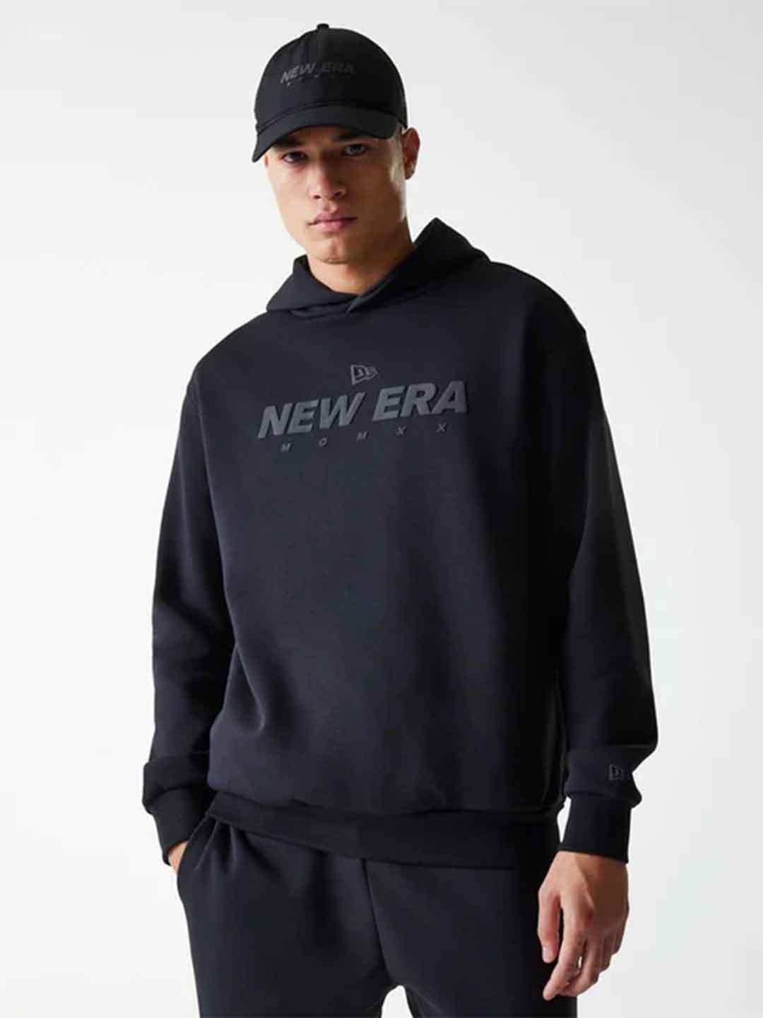 New Era felpa nero over con cappuccio 60684510 NERO NEW ERA 