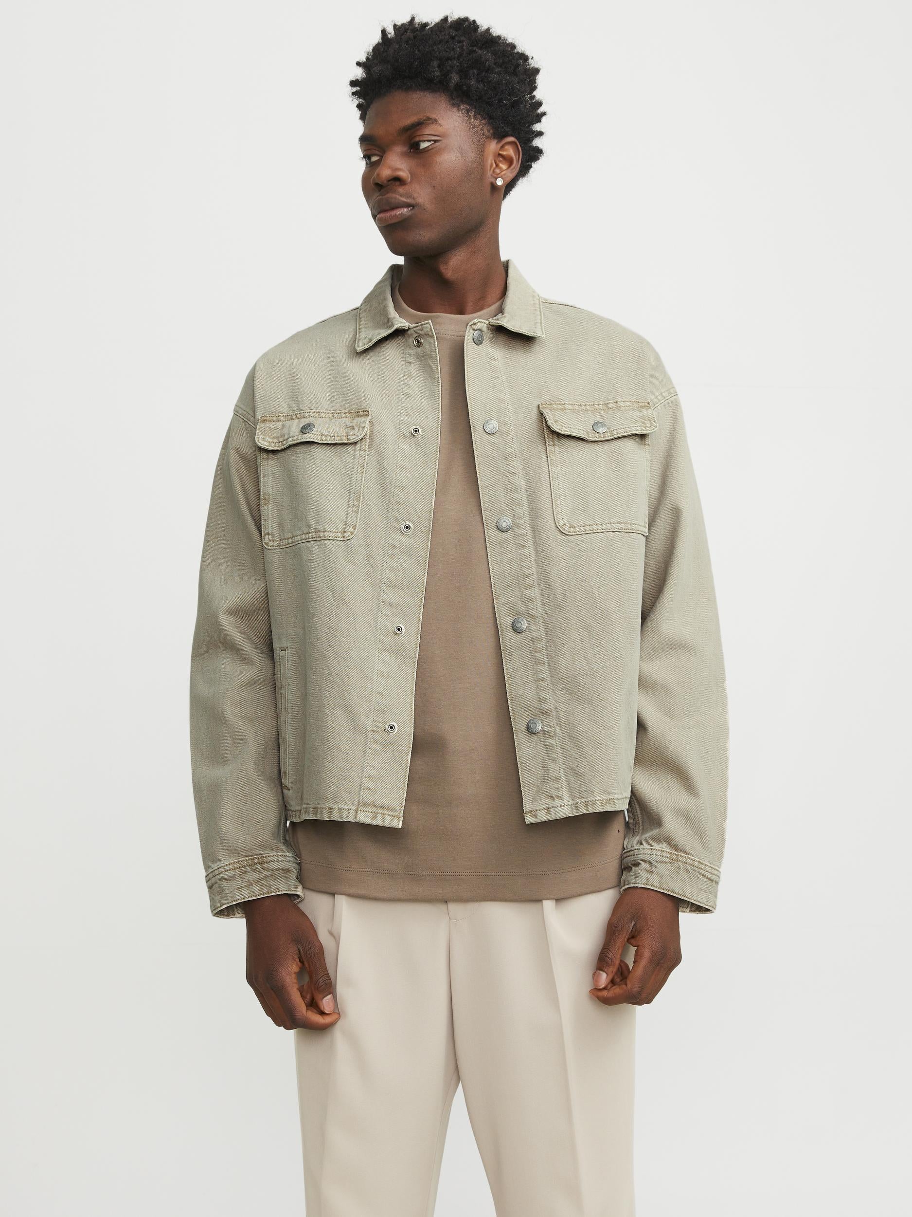 Jack&Jones camicia beige in jeans con taschini 12249029 BEIGE JACK & JONES 