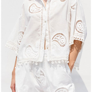 Lumina camicia bianco in crochet LD3143 BIANCO LUMINA 