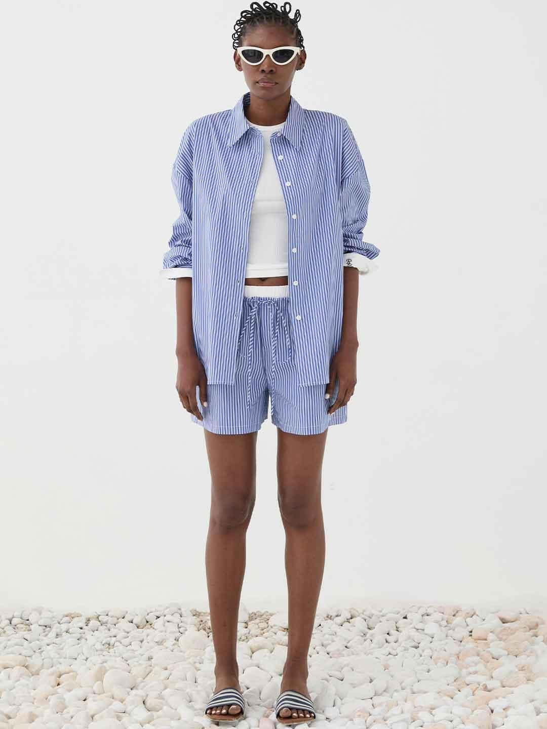 Eleh camicia blu a righe SS260034 BLU ELEH 