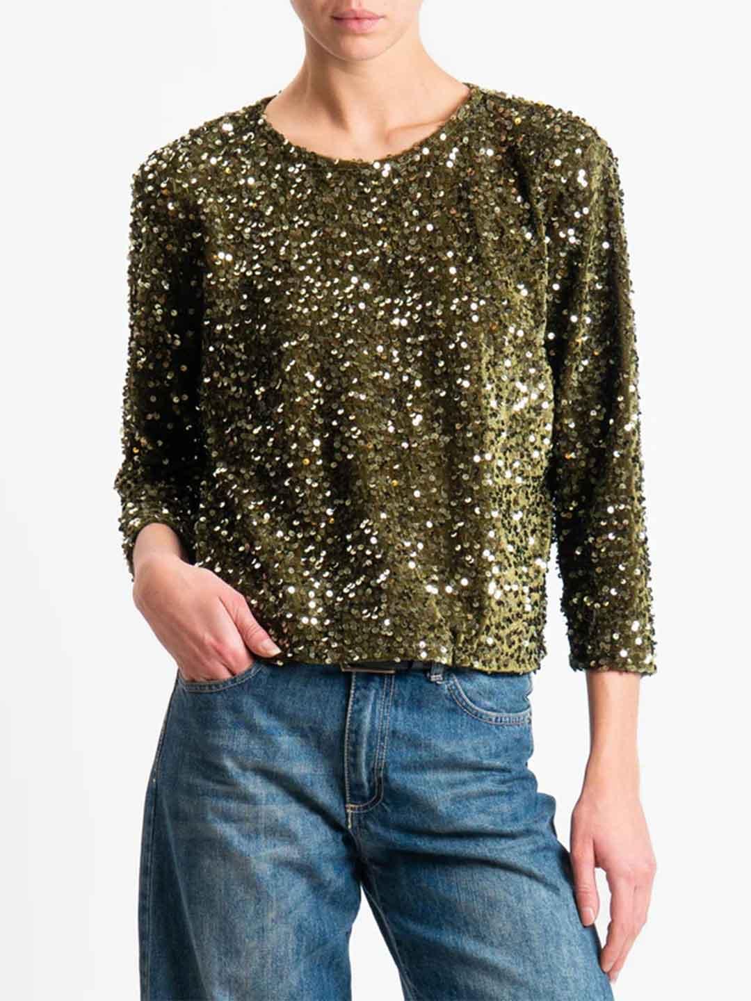 Tensione In top verde in paillettes 26C1731 VERDE TENSIONE IN 