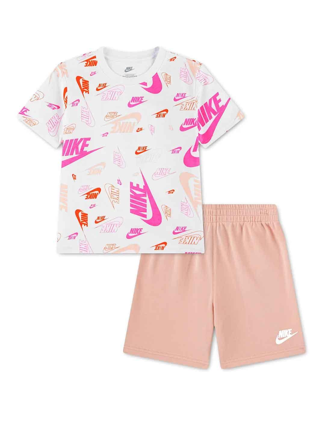 Nike coordinato kids bianco e rosa multilogo 12-24 mesi 66N043 N0K BIANCO NIKE 