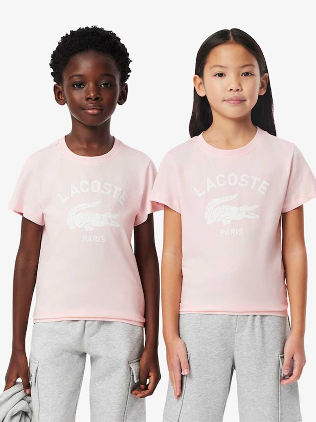 Lacoste t-shirt kids rosa con logo bianco TJ3003 ROSA LACOSTE 