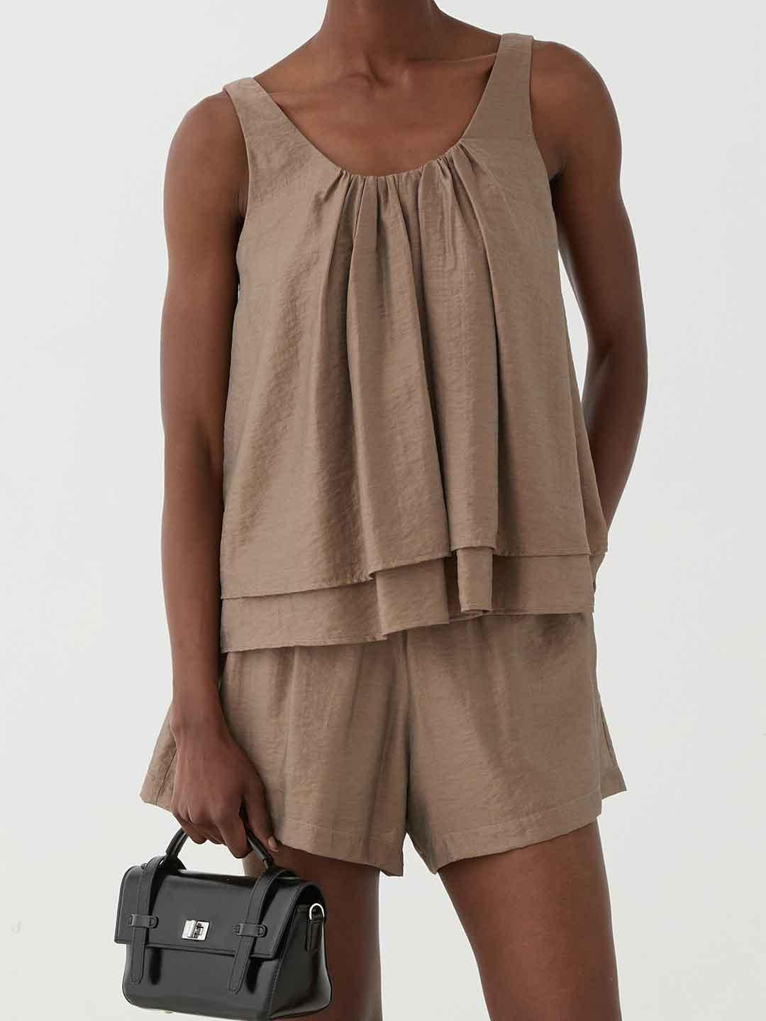 Eleh top marrone con pinces SS260009 MARRONE ELEH 