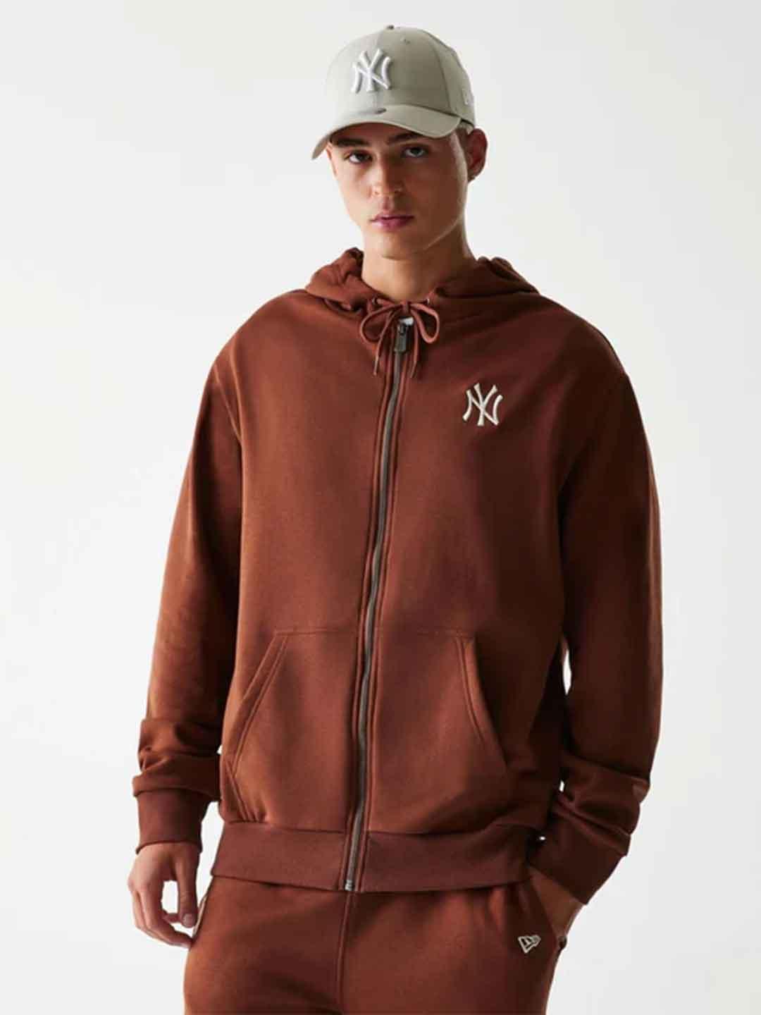 New Era felpa marrone NY con zip 60684464 MARRONE NEW ERA 