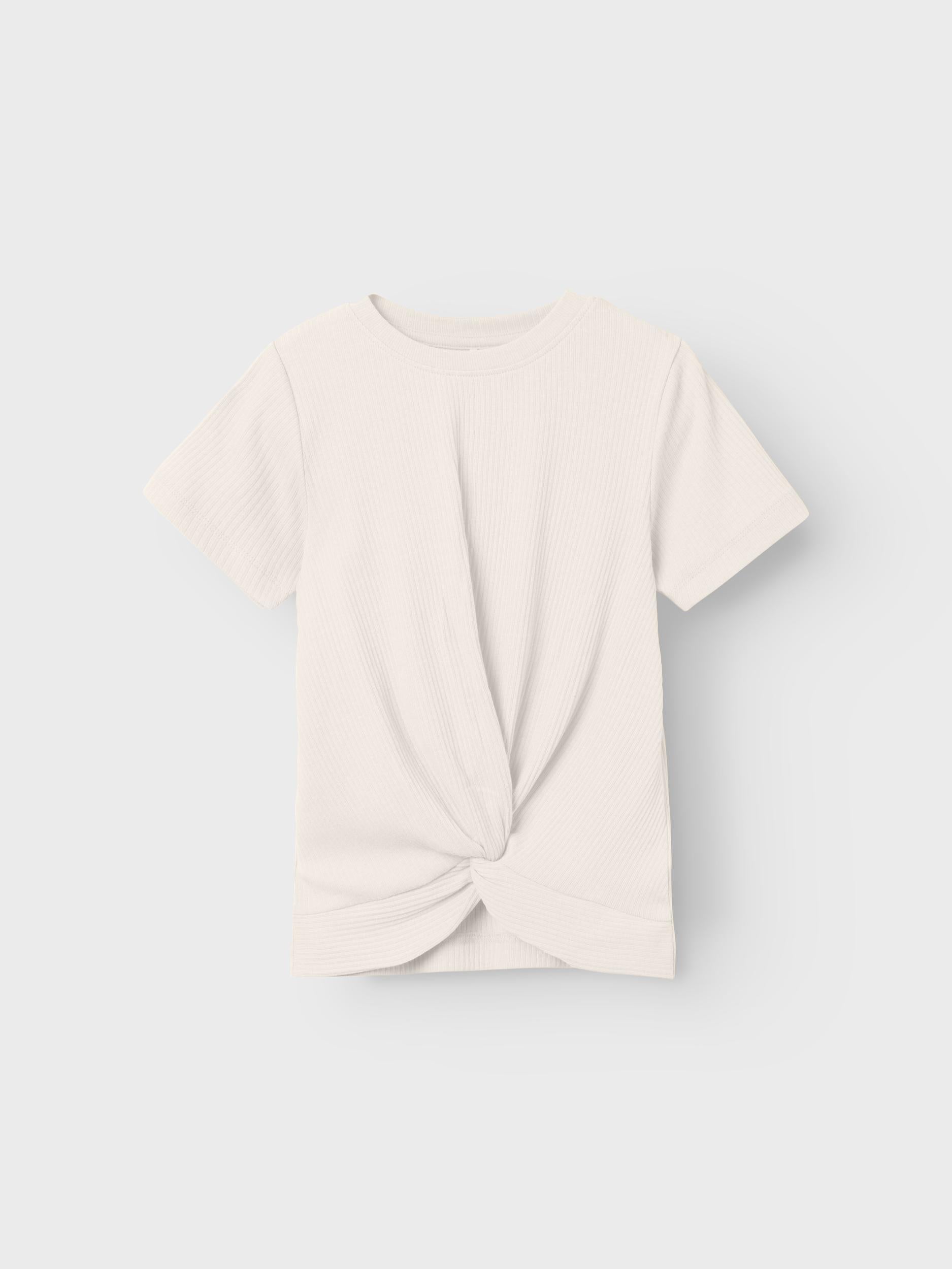 Name It t-shirt kids bianco a coste con nodino 13226091 BIANCO NAME IT 