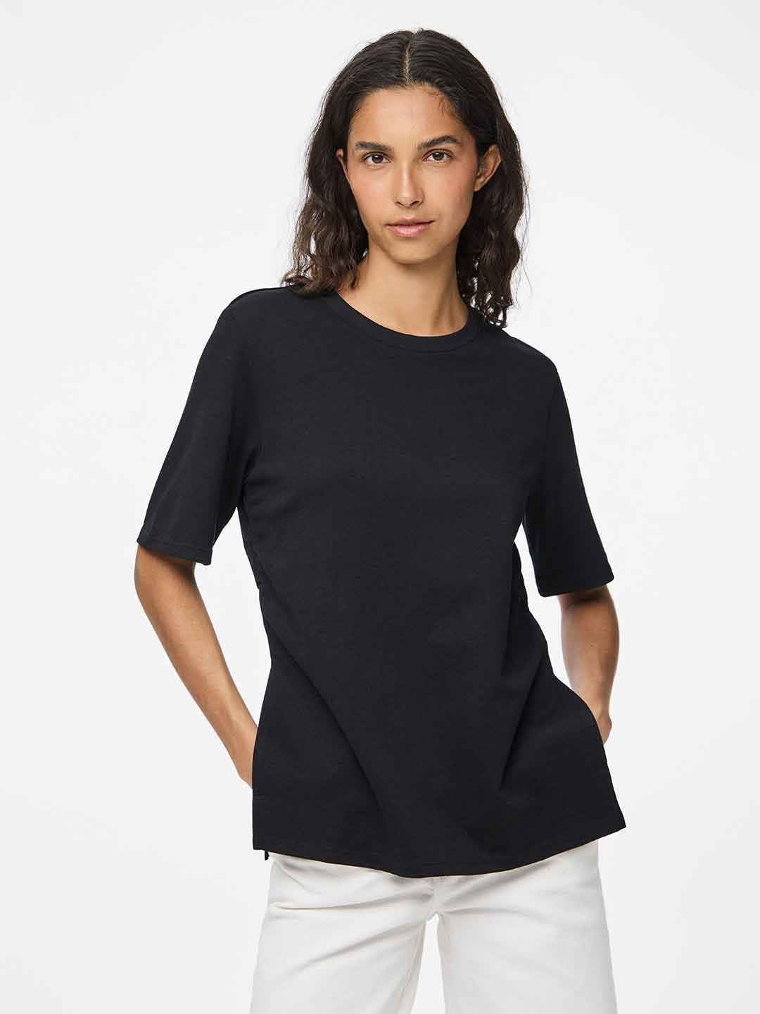 Pieces t-shirt nero con spacchi ai lati 17159296 NERO PIECES 