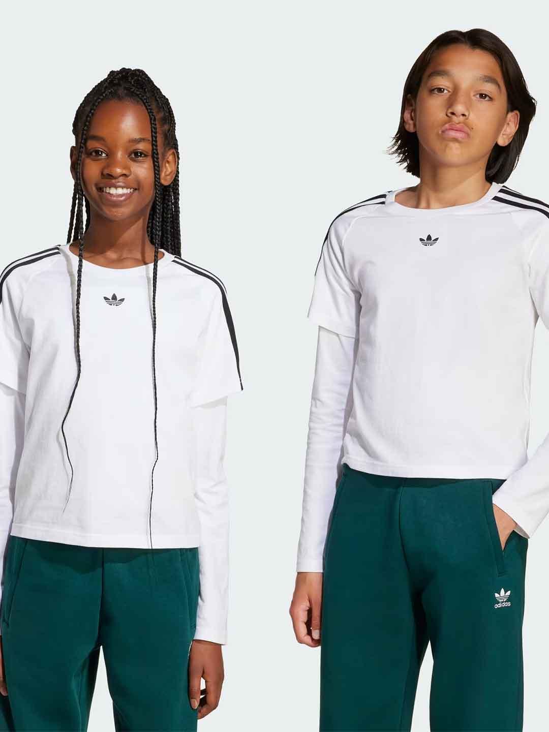 Adidas t-shirt kids bianco manica lunga JV7799 BIANCO ADIDAS 