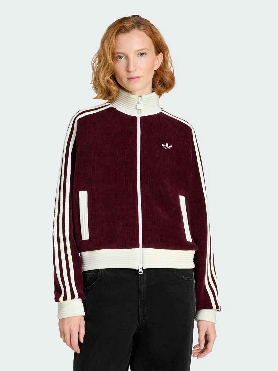 Adidas felpa bordeaux con zip a costine KS0400 BORDEAUX ADIDAS 