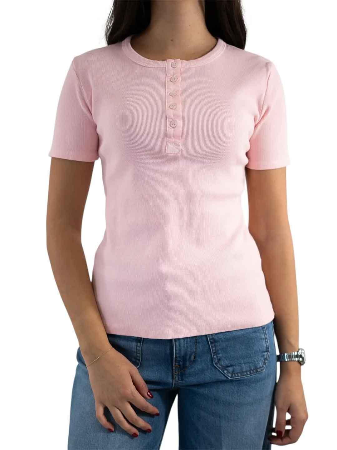 Tensione In t-shirt rosa con bottoni 21006 ROSA TENSIONE IN 