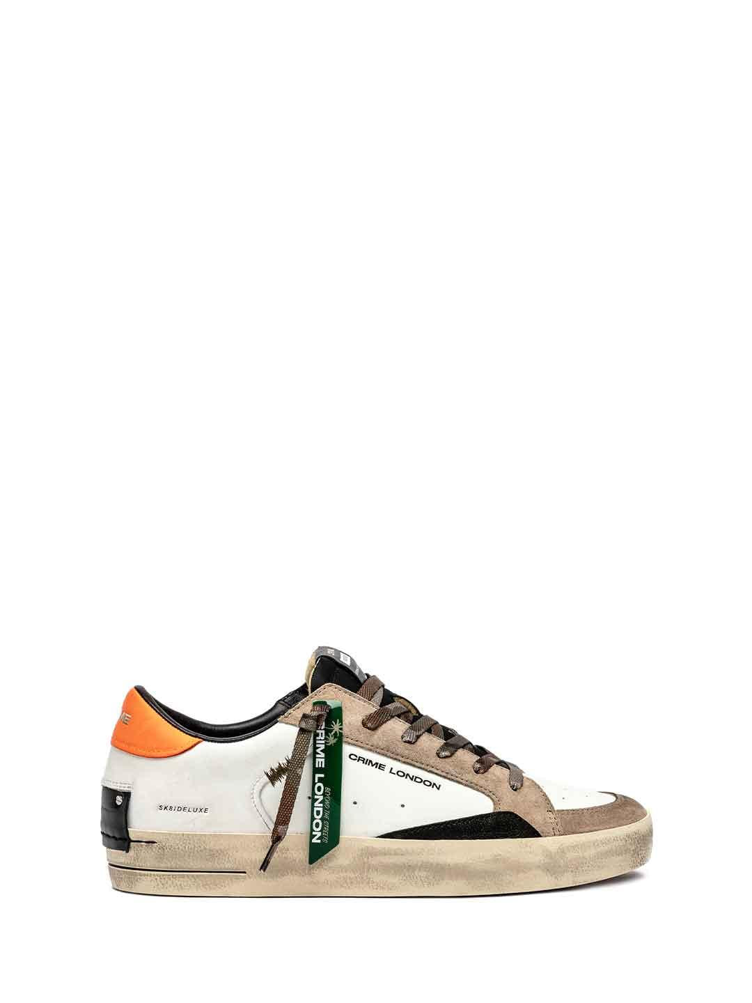 Crime Sk8 Deluxe sneakers bianco con lacci mimetici 11106 BIANCO CRIME 