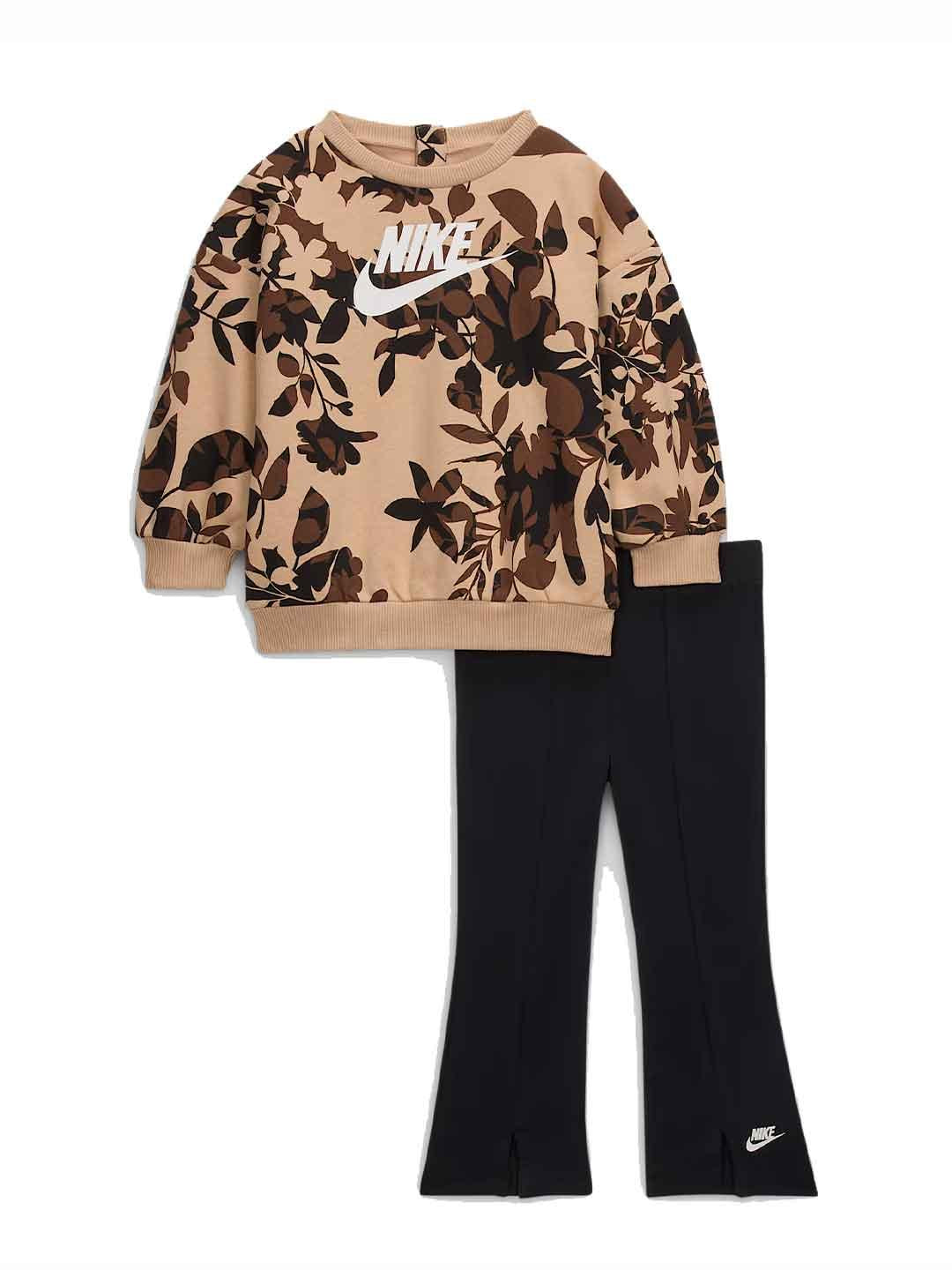 Nike coordinato kids beige con fiori 36N138-023 BEIGE NIKE 