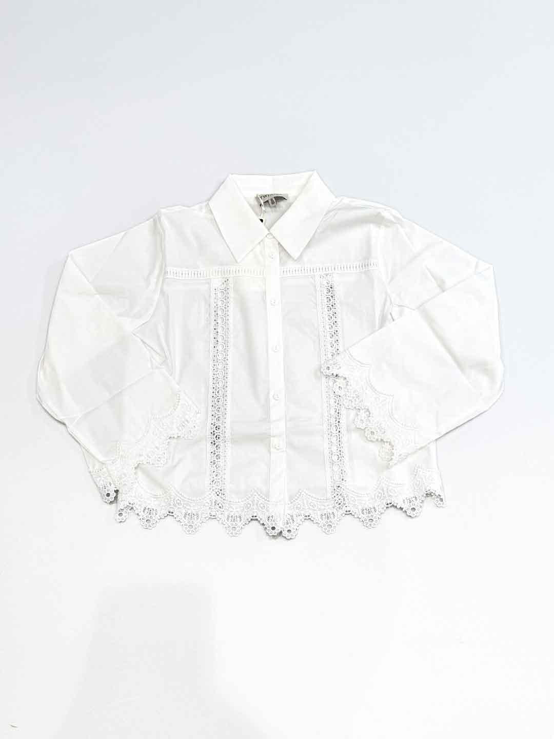 Twinset camicia kids bianco con intarsi di pizzo 261GJ2040 BIANCO TWINSET 