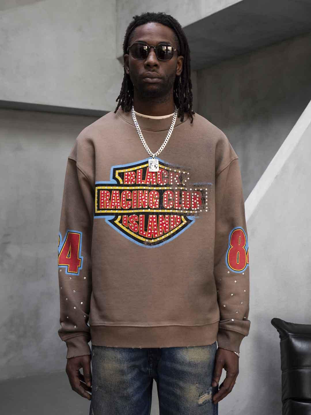 Black Island felpa marrone con strass ADA1984 MARRONE BLACK ISLAND 