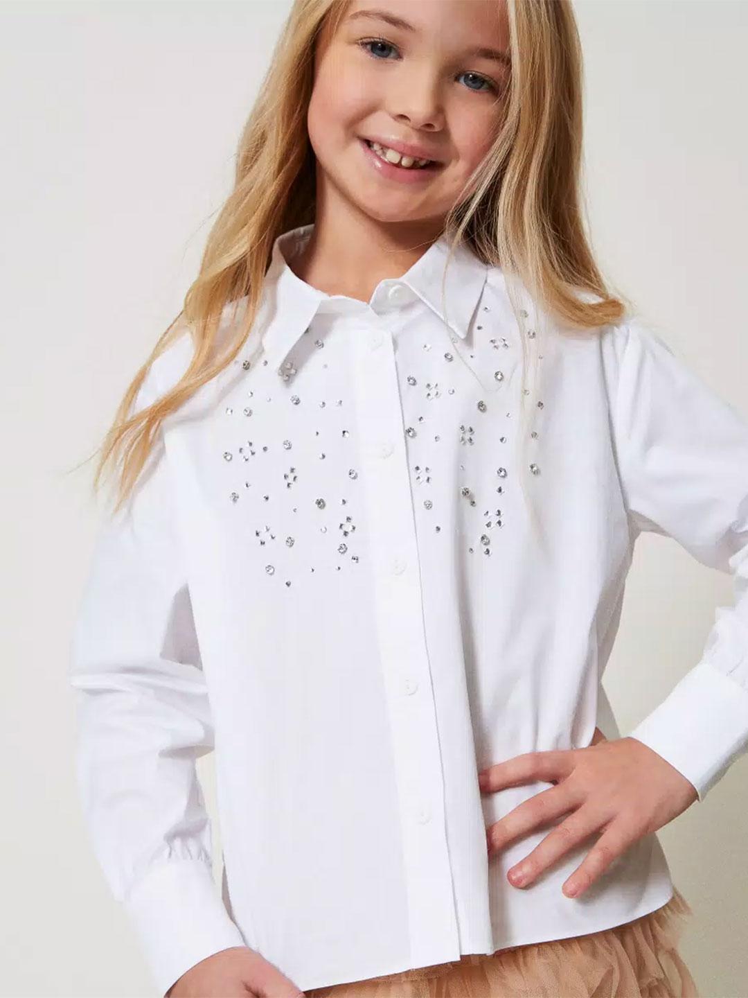 Twinset camicia kids bianco con ricamo 2QM0 BIANCO TWINSET 