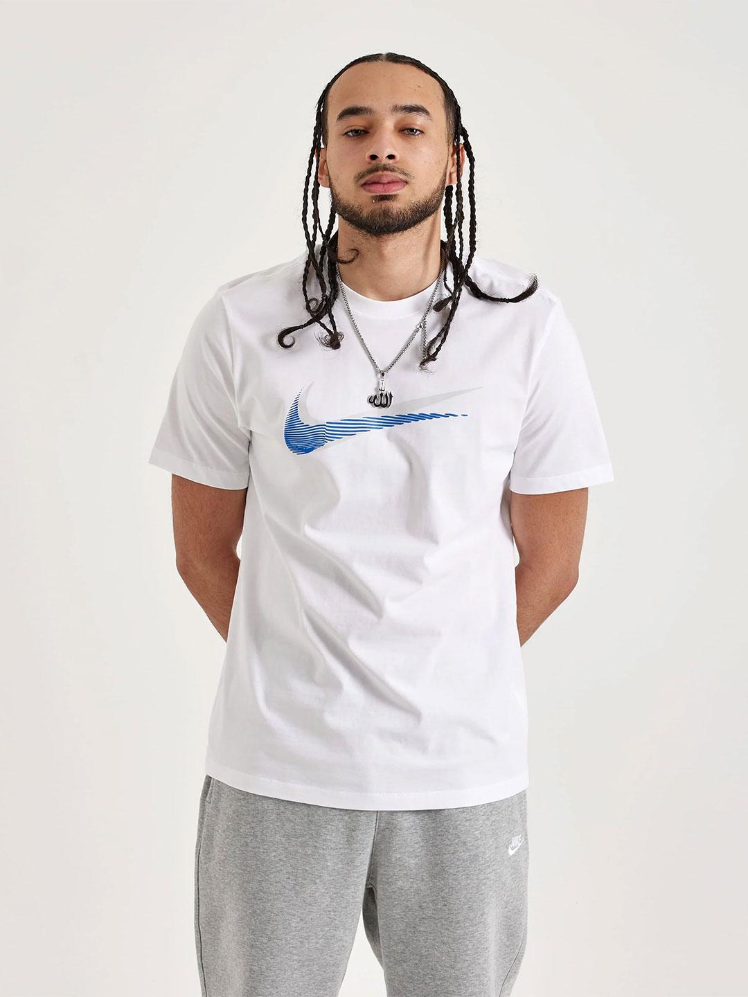 Nike t-shirt bianco con logo blu HQ8092-100 BIANCO NIKE 