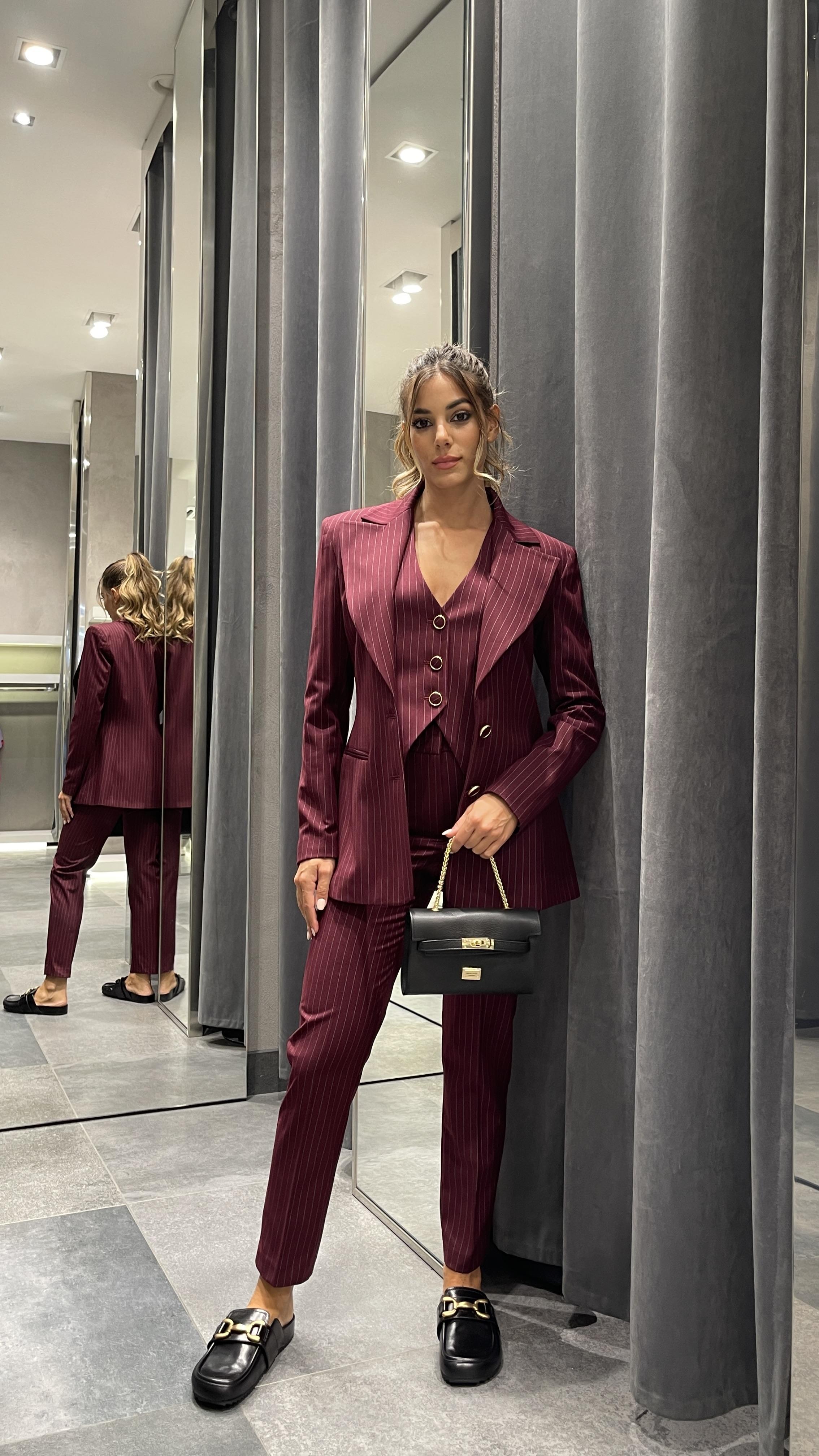 Silence pantaloni bordeaux gessato PA259 BORDEAUX SILENCE 