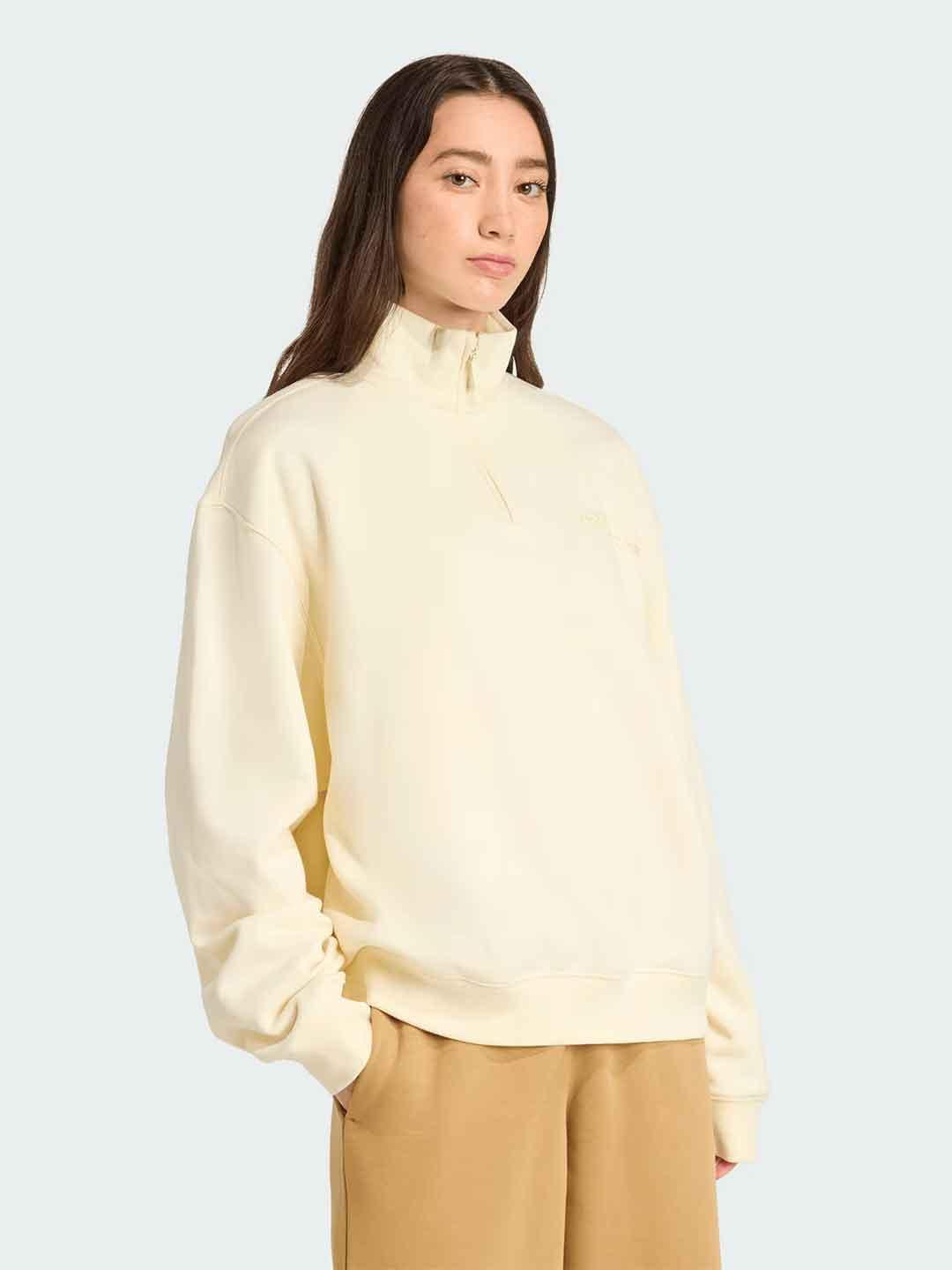 Adidas felpa panna mezzo collo con zip JY3554 PANNA ADIDAS 