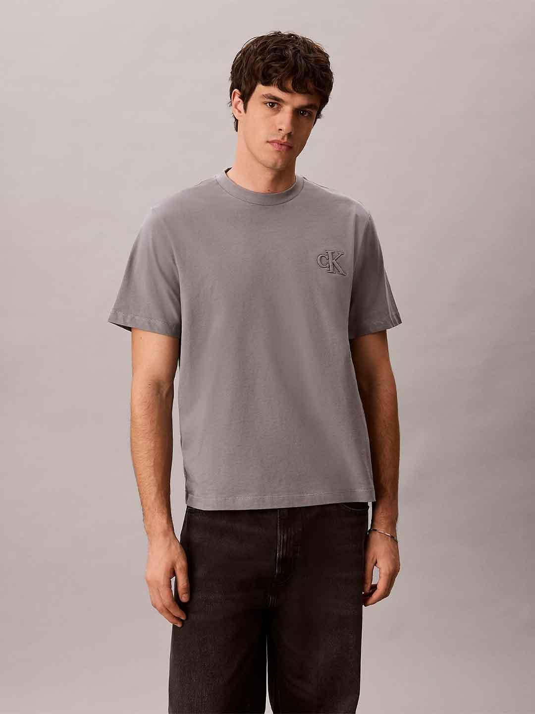 Calvin Klein t-shirt grigio con logo cucito LV04RG220G GRIGIO CALVIN KLEIN 