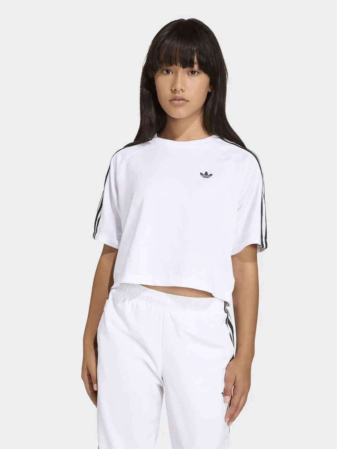 Adidas t-shirt kids bianco crop KD7830 BIANCO ADIDAS 