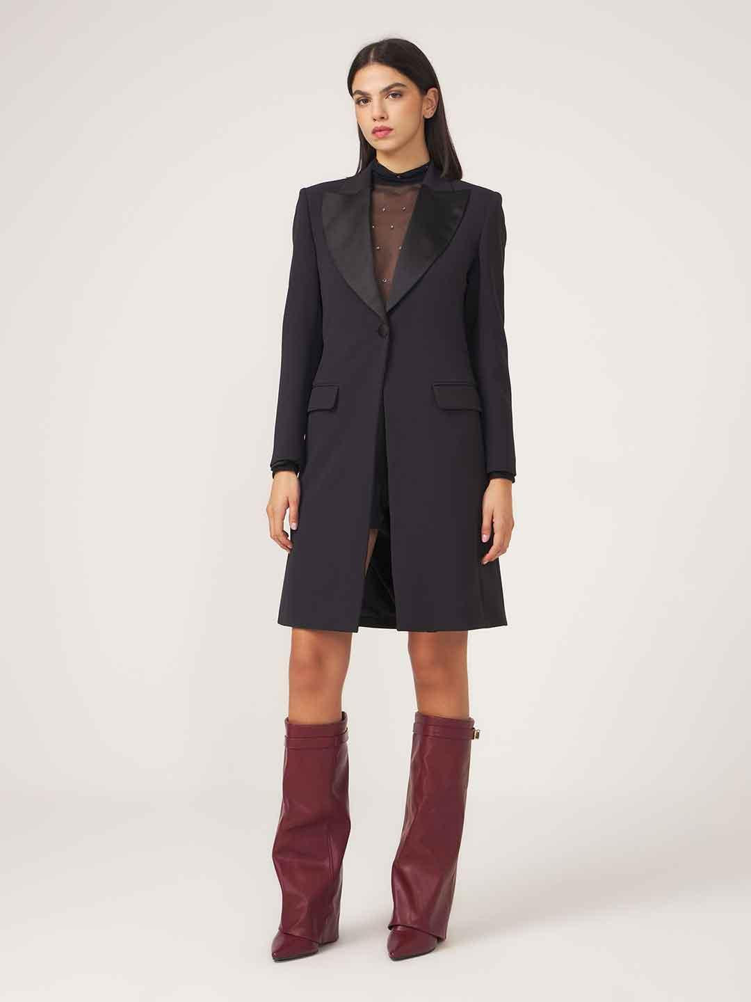 Silence Crepe cappotto nero lungo SLCP006 NERO SILENCE 