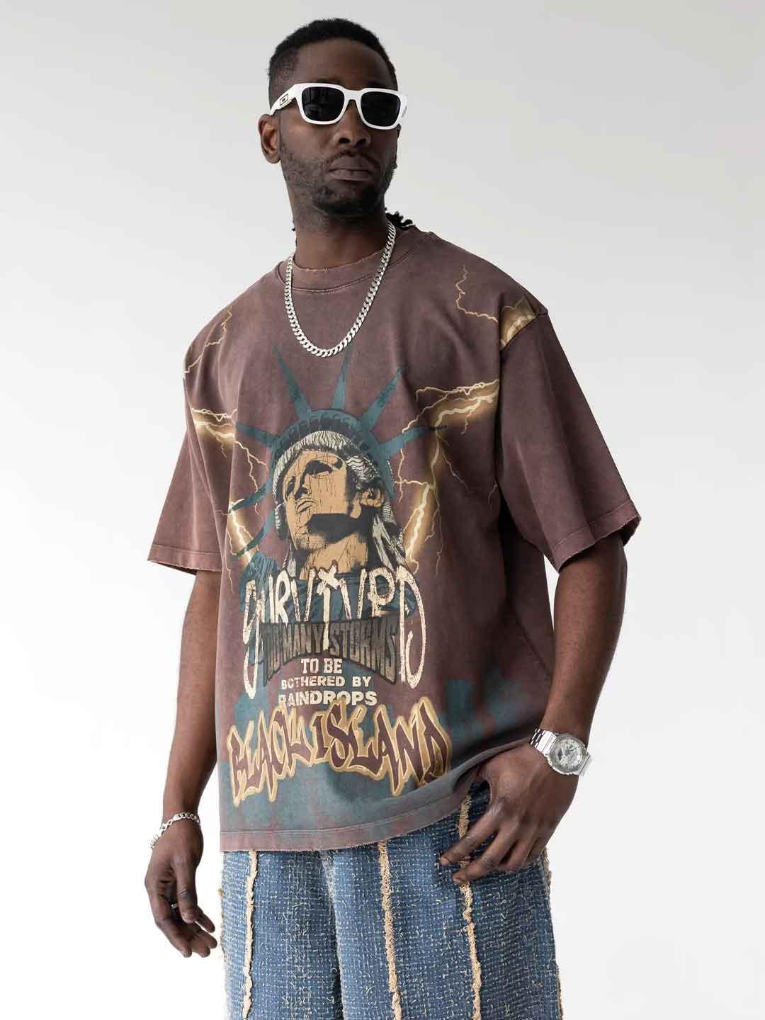 Black Island Liberty Graffiti  t-shirt marrone ADA2020 MARRONE BLACK ISLAND 