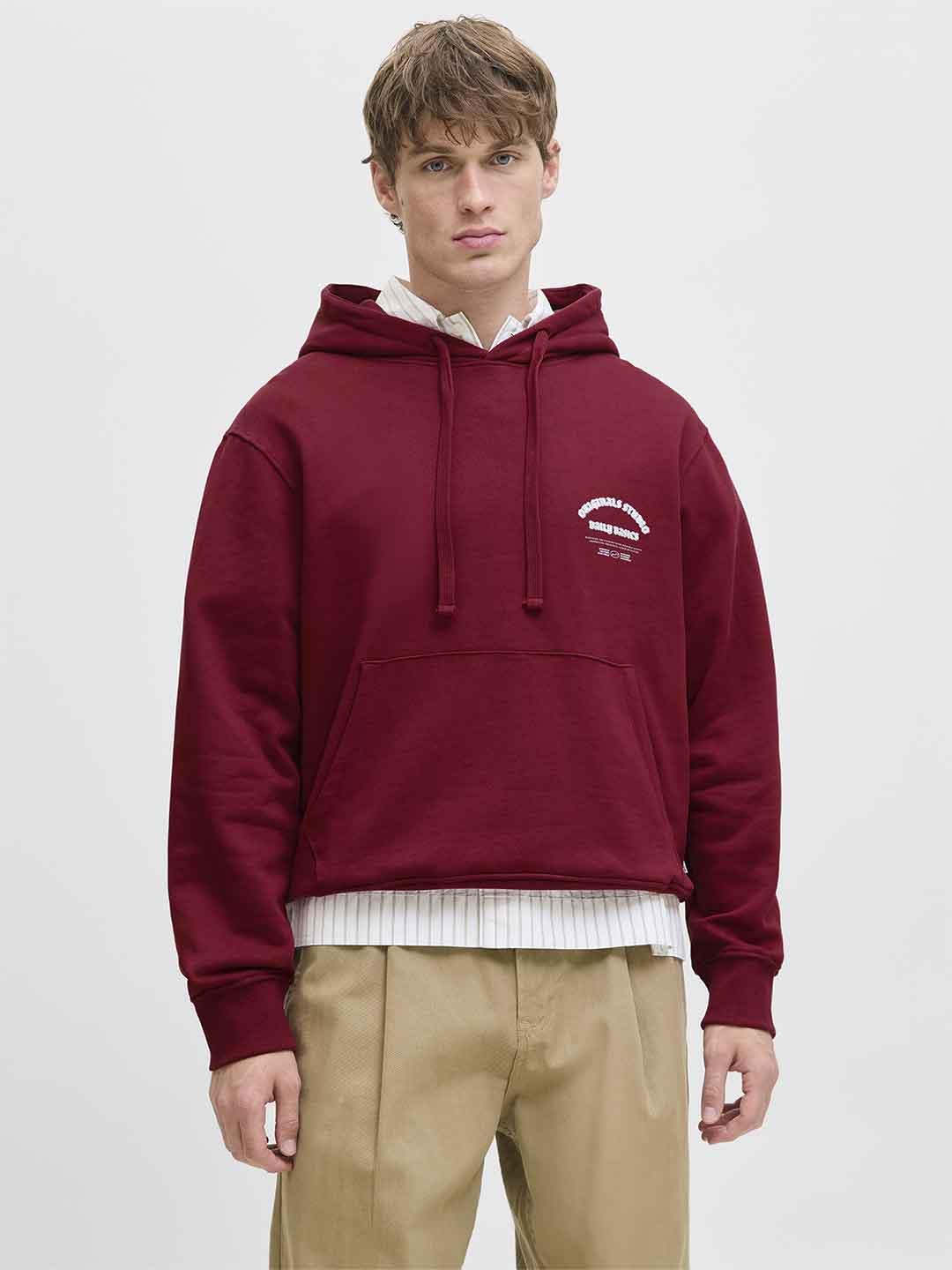Jack & Jones felpa bordeaux con cappuccio 12283868 BORDEAUX JACK & JONES 