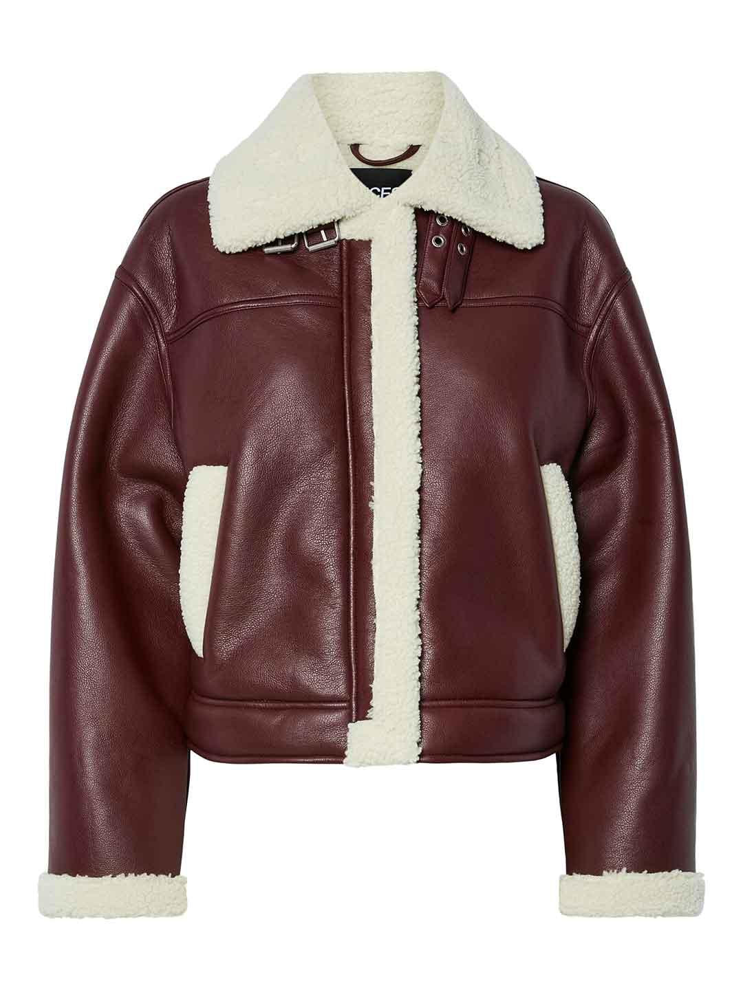 Pieces Janelle montone bordeuax con pelliccia 17141595 BORDEAUX PIECES 