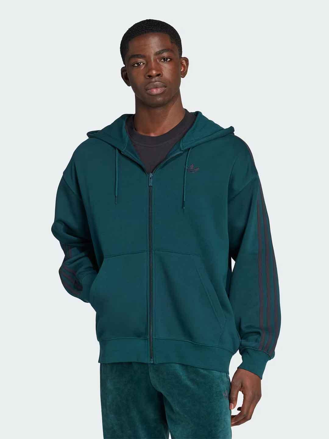 Adidas felpa verde con zip e cappuccio JX1549 VERDE ADIDAS 