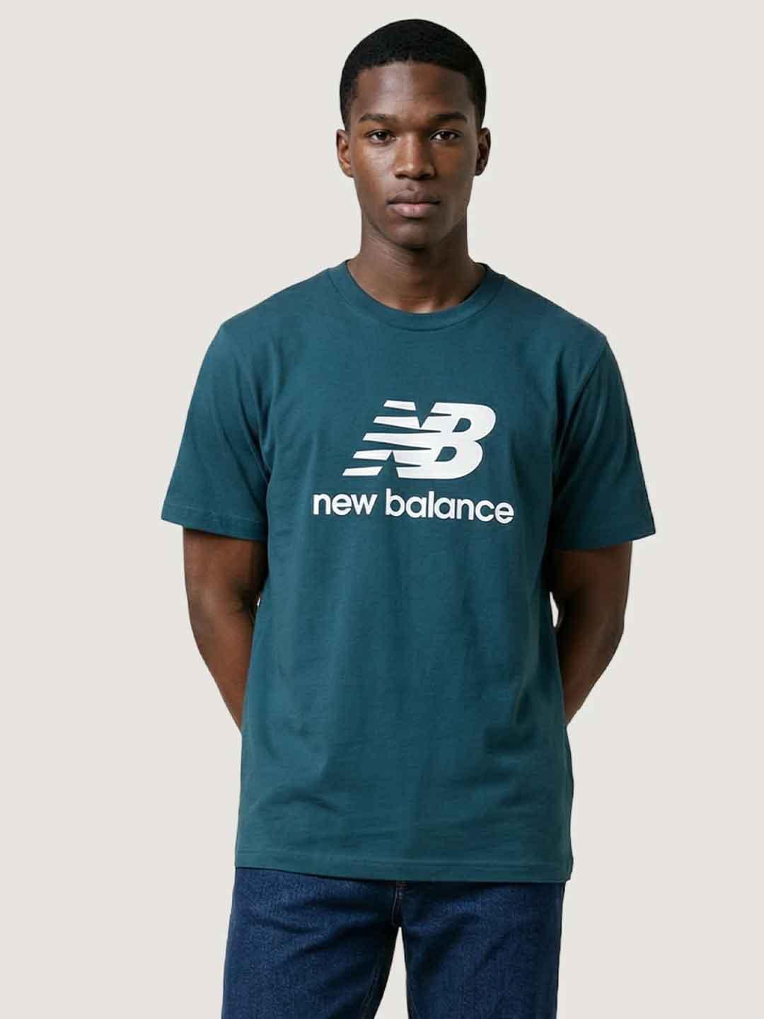 New Balance t-shirt verde con logo bianco MT41502AAV VERDE NEW BALANCE 