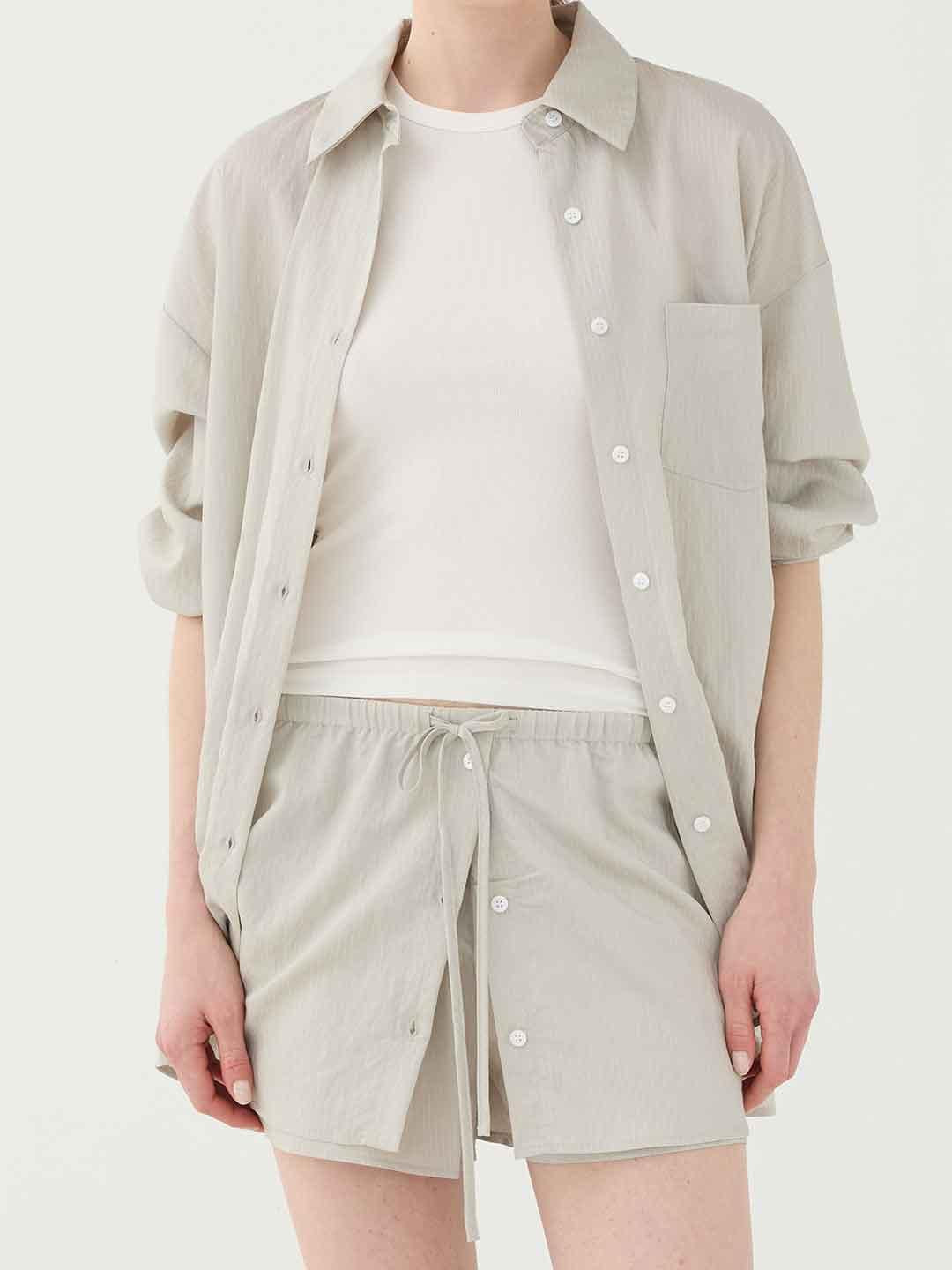 Eleh shorts beige con righe bianche SS260037 BEIGE ELEH 