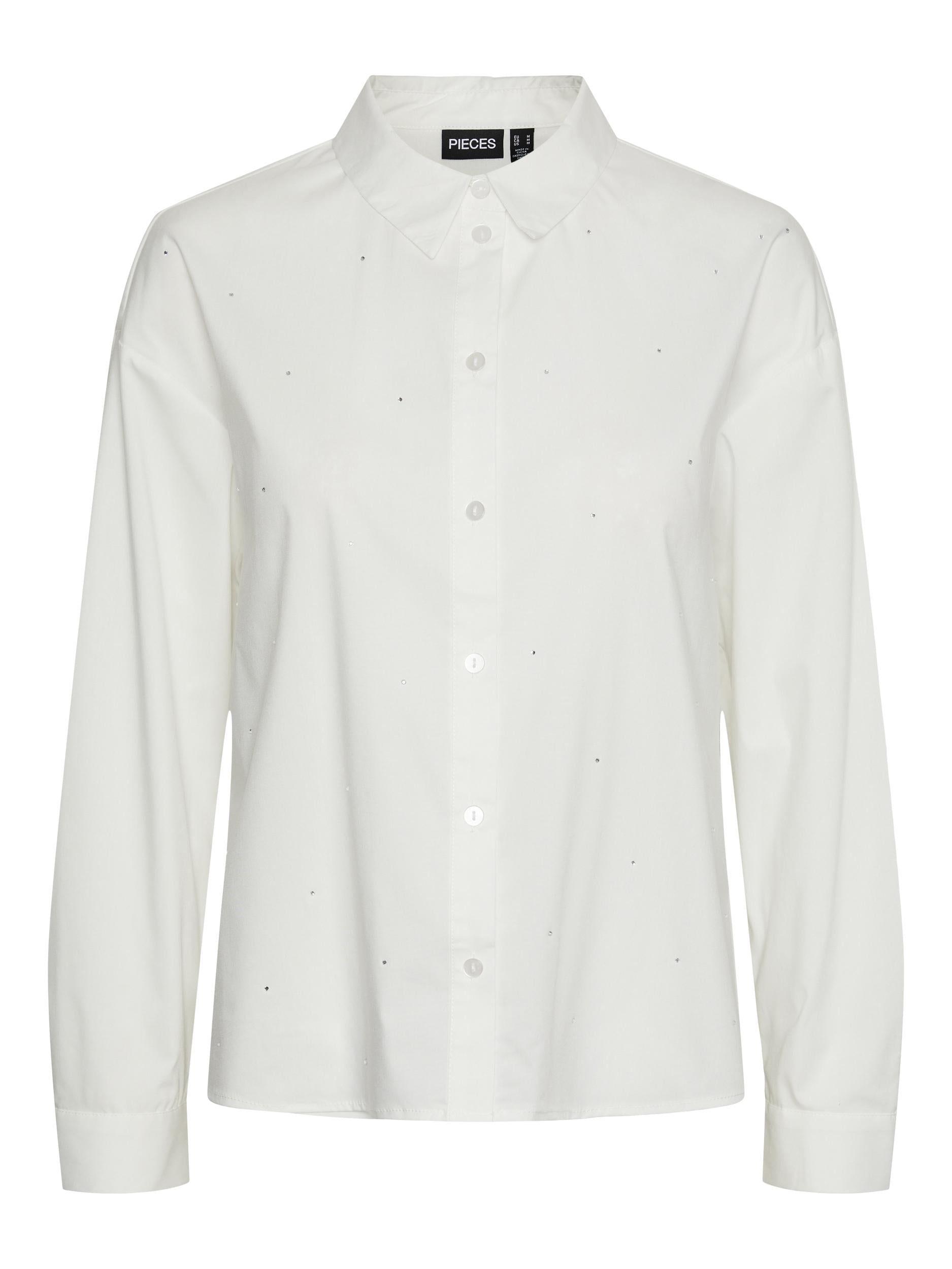 Pieces camicia bianco con strass 17148960 BIANCO PIECES 
