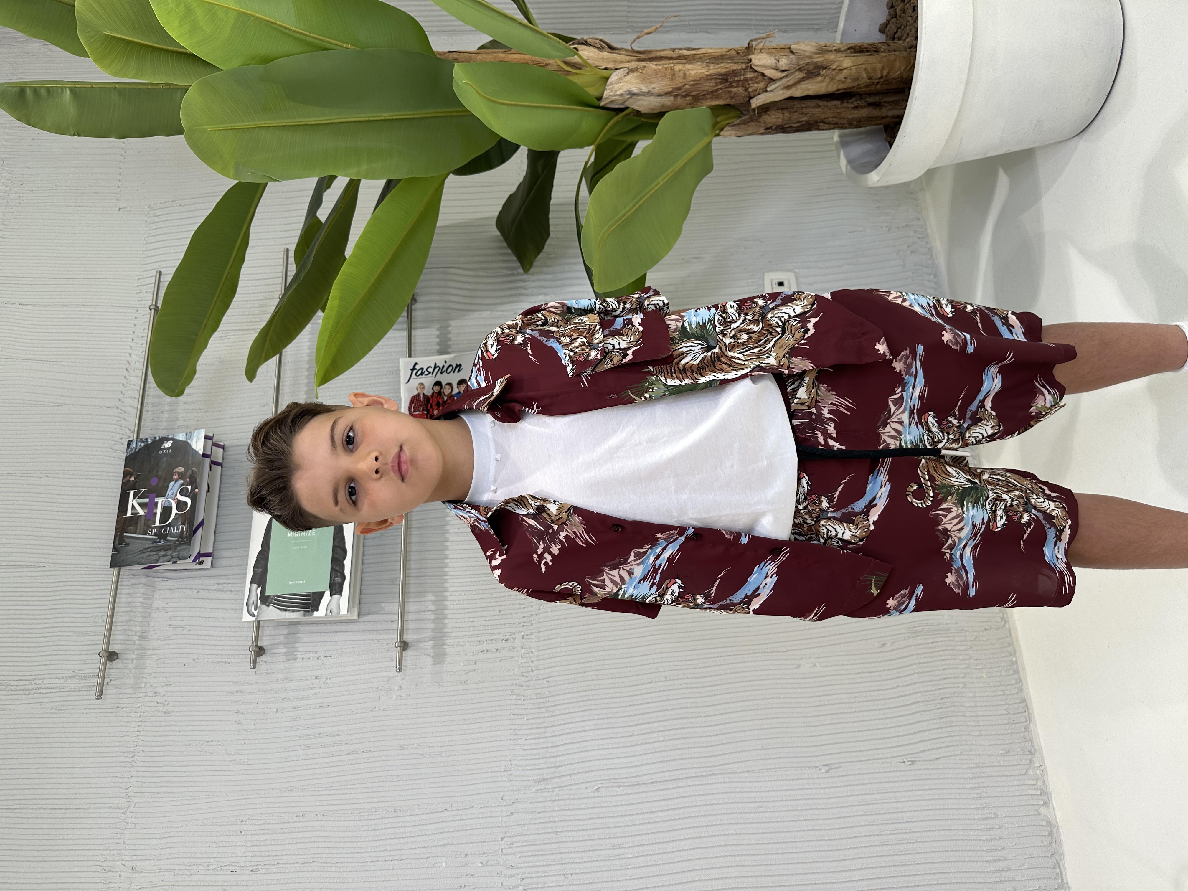 Yes London camicia kids bordeaux a fantasia JR6022 FANTASIA YES LONDON