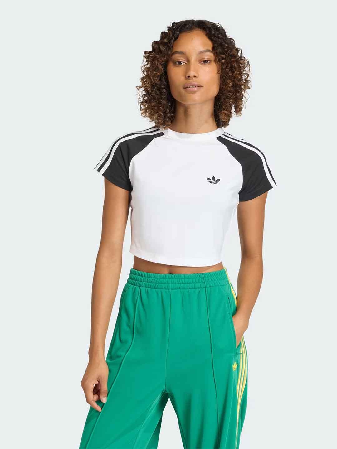 Adidas t-shirt bianco con maniche nero KD3795 BIANCO ADIDAS 