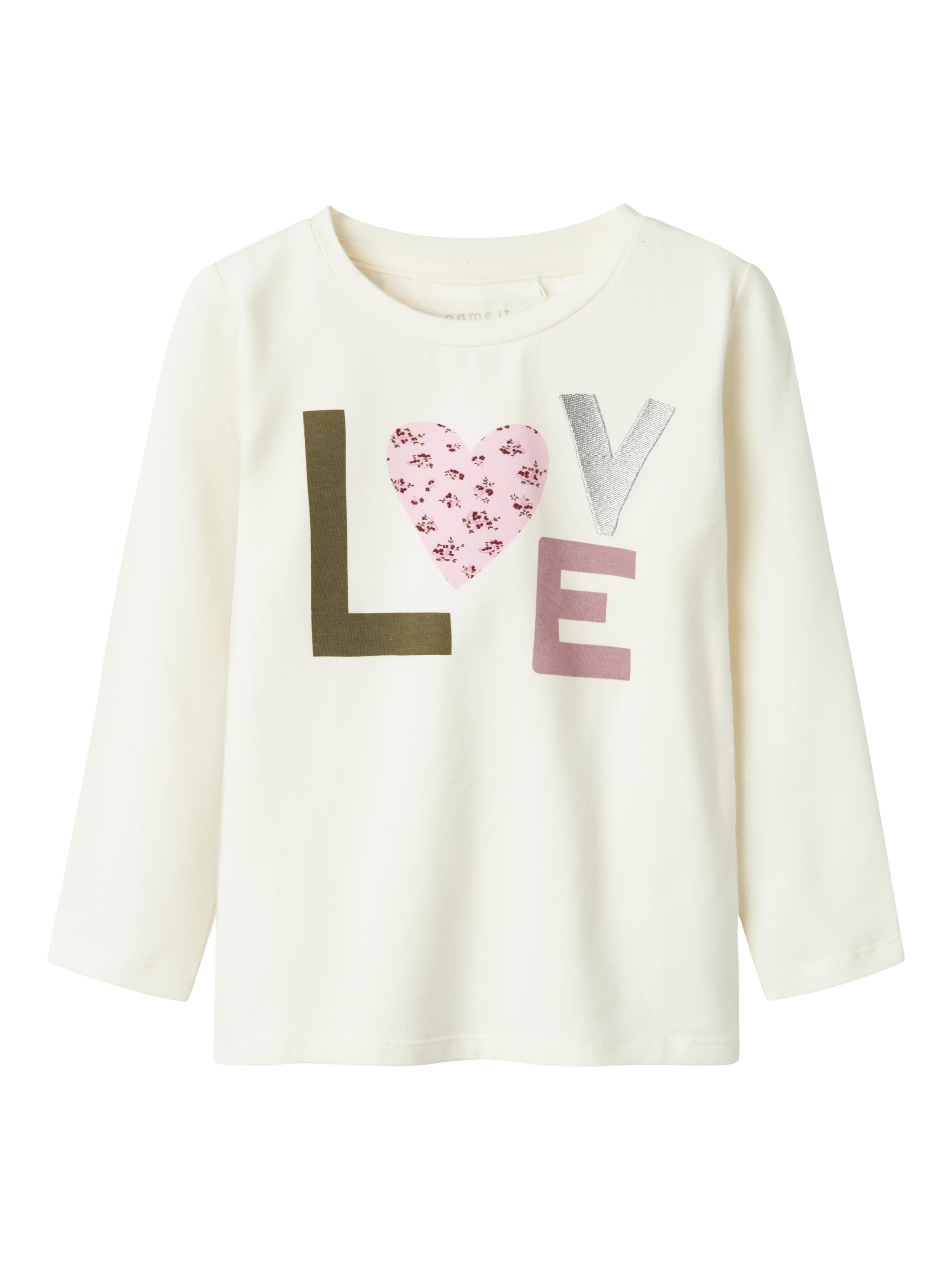 Name It maglia kids bianco maniche lunghe con stampa Love 13237841 BIANCO NAME IT 