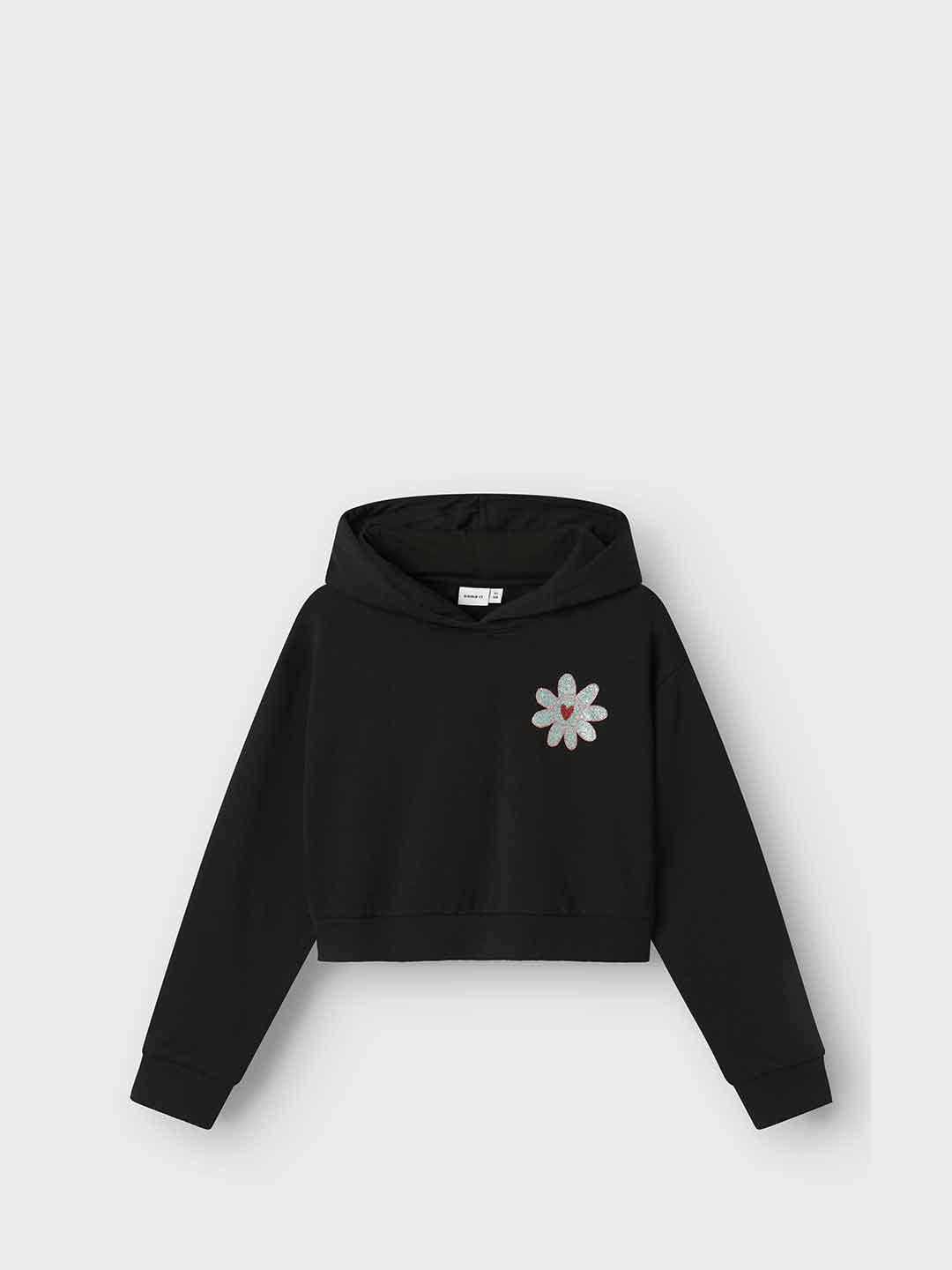 Name It felpa kids nero con fiore 13245156 NERO NAME IT 