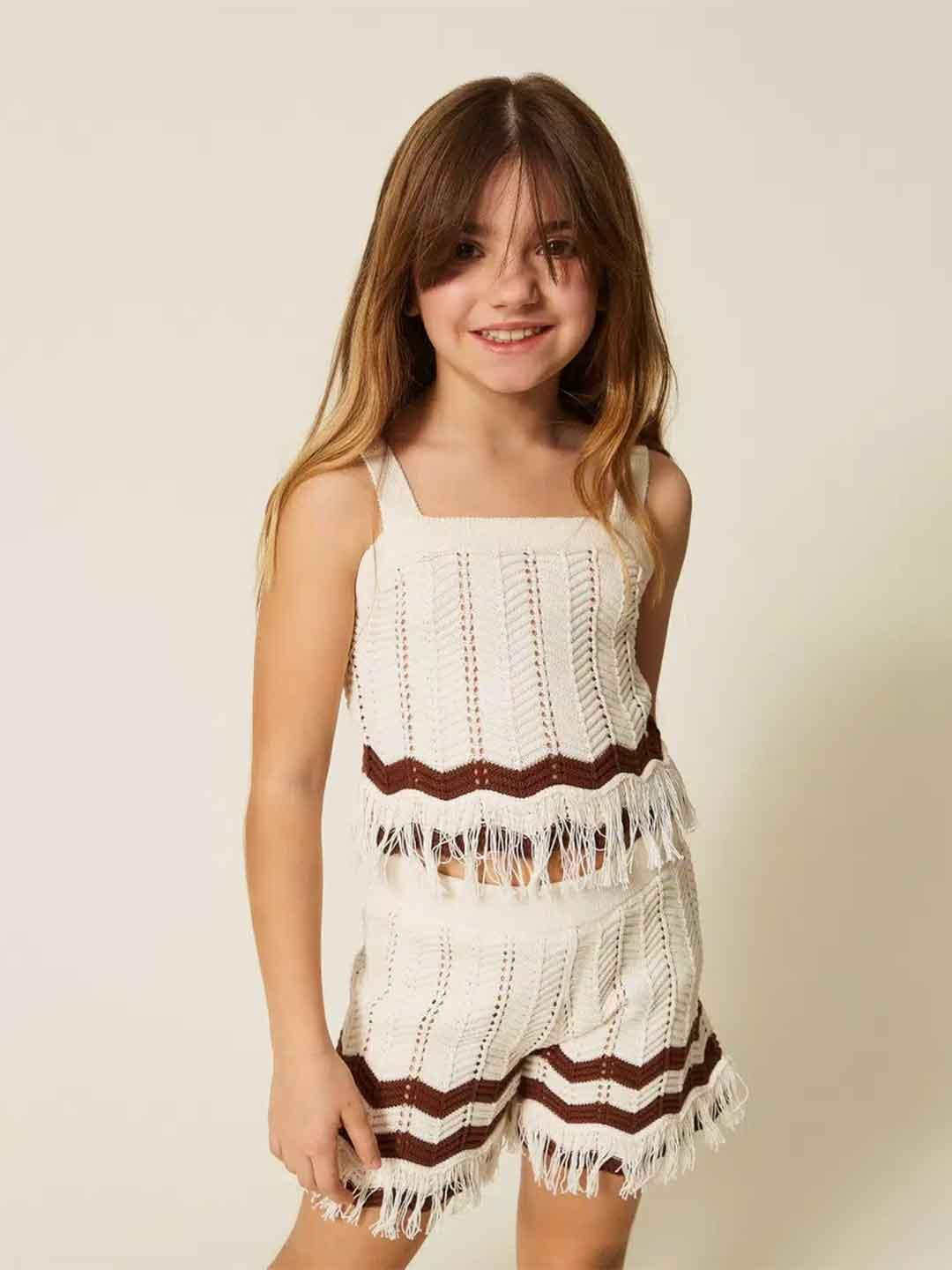 Twinset coordinato kids panna in maglia 261GJ3021 PANNA TWINSET 