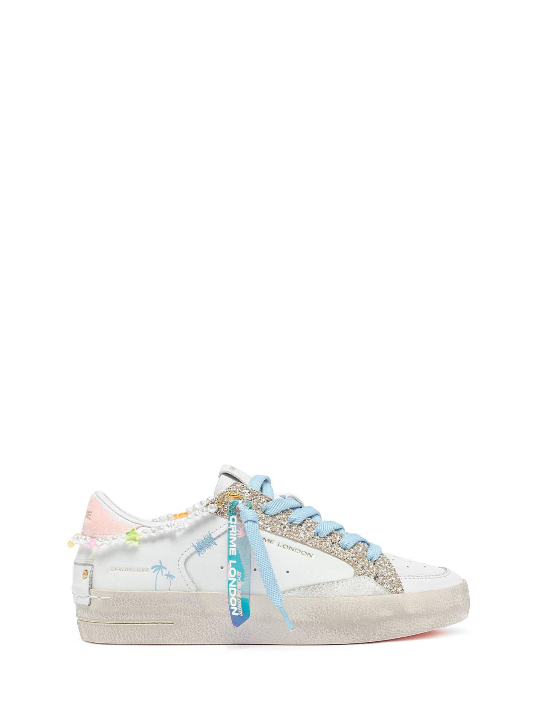 Crime SK8 Deluxe sneakers bianco con lacci azzurro 20103 BIANCO CRIME 