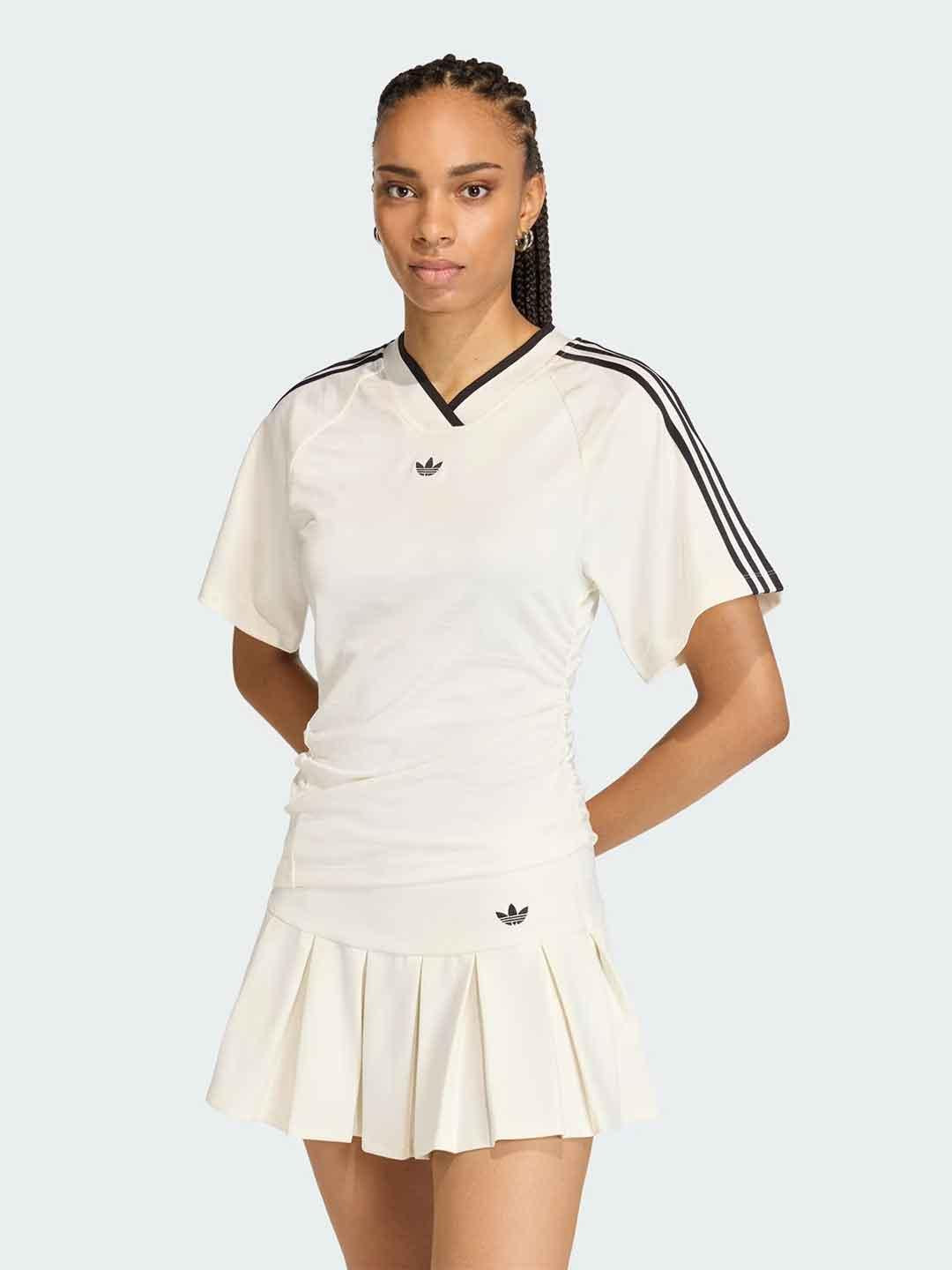 Adidas t-shirt bianco con bande nero KC9122 BIANCO ADIDAS 